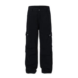 Solid Color Multi-pocket Workwear Casual Trousers Men