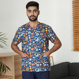 Men's And Women's V-neck Printed Surgical Clothes, Hand Washing Clothes, Work Clothes, Short Sleeves