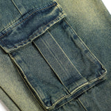 Multi-pocket Denim Straight Loose Trousers Men