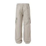 Solid Color Multi-pocket Workwear Casual Trousers Men