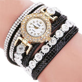 Relogio masculino Women Quartz Women PU Leather Rhinestone Watch Bracelet Watches