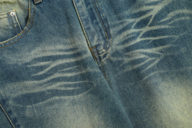 Multi-pocket Denim Straight Loose Trousers Men