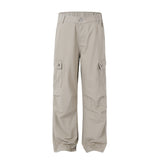 Solid Color Multi-pocket Workwear Casual Trousers Men