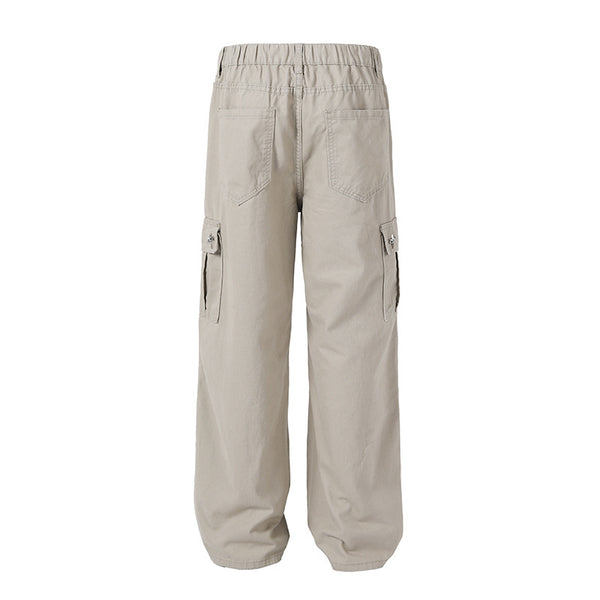 Solid Color Multi-pocket Workwear Casual Trousers Men