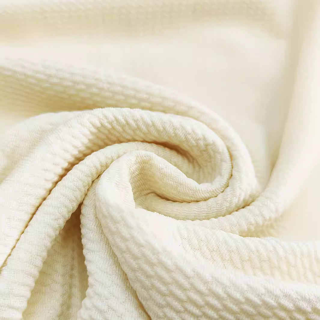 Waffle Stand Collar Solid Color Zipper Short Sleeve Trousers Suit Men