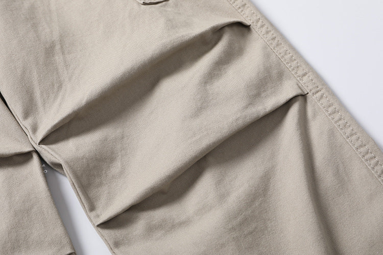 Solid Color Multi-pocket Workwear Casual Trousers Men