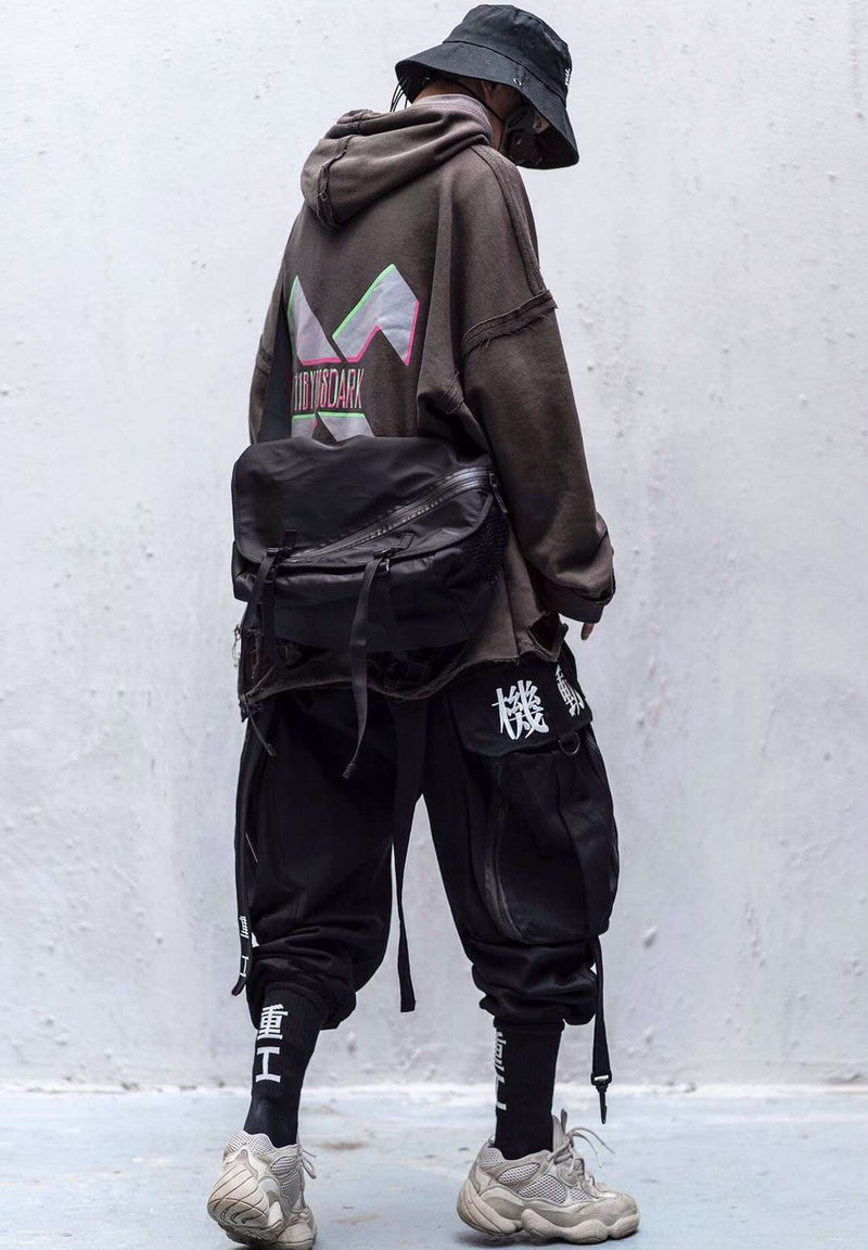 Loose Embroidered Streamer Overalls Motorized Fashion Trousers Men