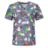Men's And Women's V-neck Printed Surgical Clothes, Hand Washing Clothes, Work Clothes, Short Sleeves