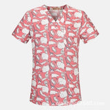 Men's And Women's V-neck Printed Surgical Clothes, Hand Washing Clothes, Work Clothes, Short Sleeves