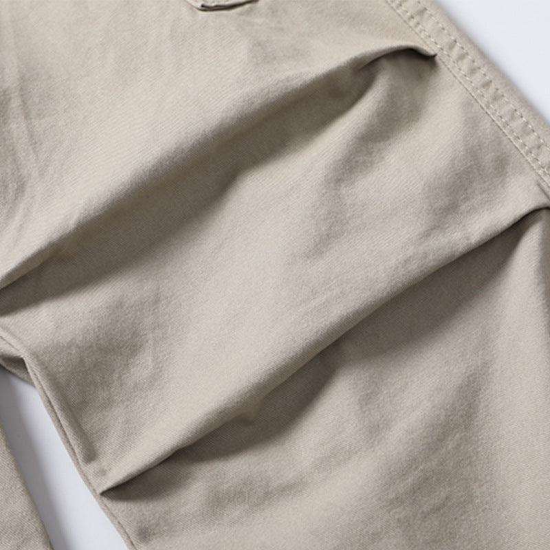 Solid Color Multi-pocket Workwear Casual Trousers Men