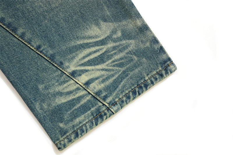 Multi-pocket Denim Straight Loose Trousers Men