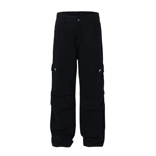 Solid Color Multi-pocket Workwear Casual Trousers Men