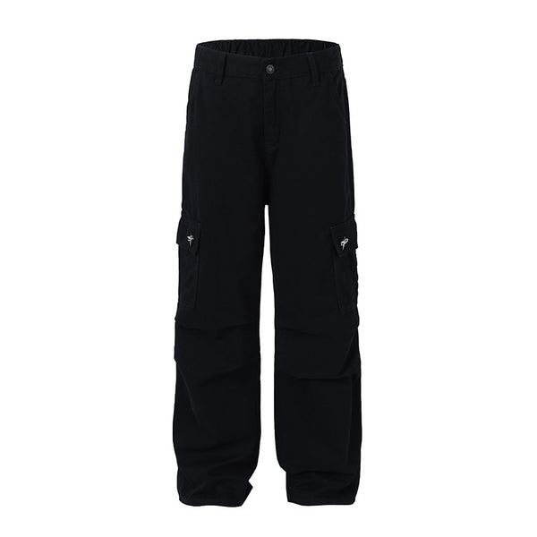 Solid Color Multi-pocket Workwear Casual Trousers Men