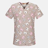 Men's And Women's V-neck Printed Surgical Clothes, Hand Washing Clothes, Work Clothes, Short Sleeves